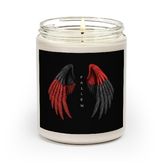 Red and Black Angel Wings Illustration Scented Candles