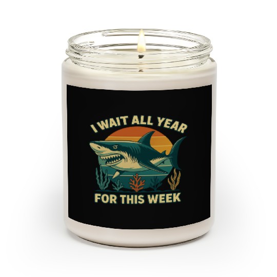 Shark Retro Sunset Bold Ocean Predator  Scented Candles