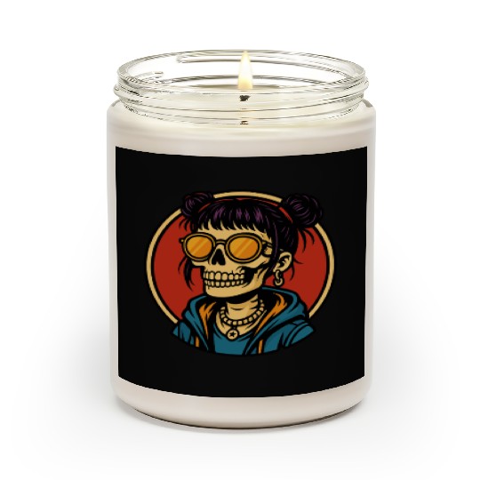 Urban Skull Girl Illustration Scented Candles