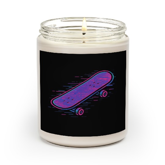 Neon Retro Skateboard Design Scented Candles