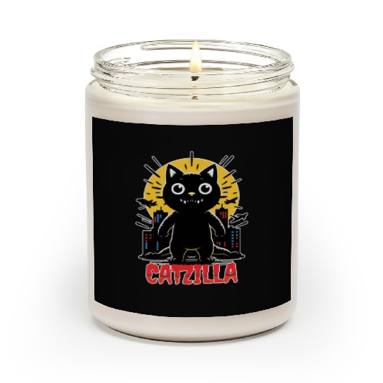 Nighttime City Monster Catzilla Design Scented Candles