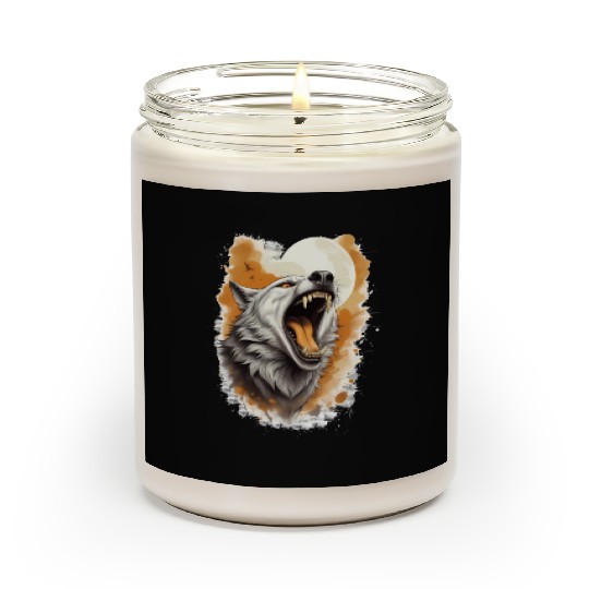 Howling Wolf Under Full Moon Scented Candles