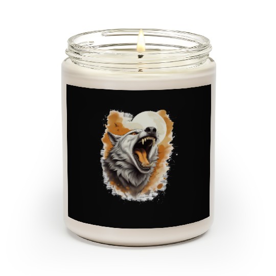 Howling Wolf Under Full Moon Scented Candles