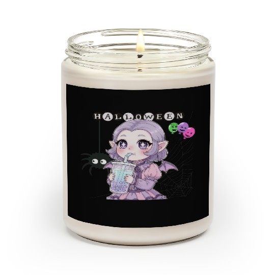 Cute Vampire Bat Halloween Girl Design Scented Candles