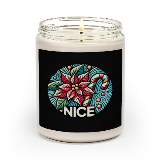 Festive Poinsettia Holiday Patch Scented Candles