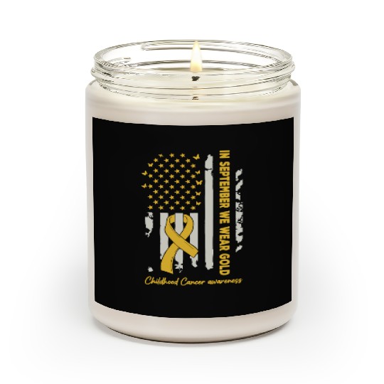 In September We Wear Gold Us Flag Childhood Cancer Scented Candles