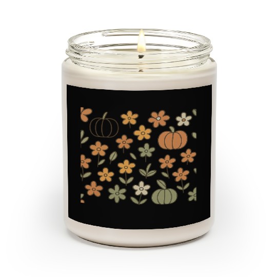Autumn Pumpkin and Floral Pattern Scented Candles