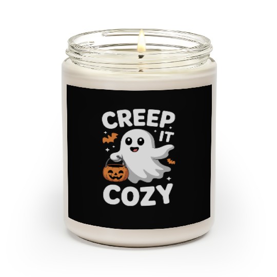 Creep It Cozy Cute Ghost Halloween Design Scented Candles