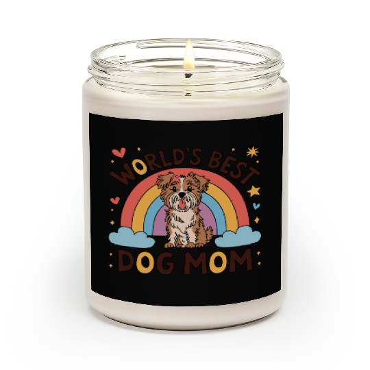 World's Best Dog Mom Illustration Scented Candles