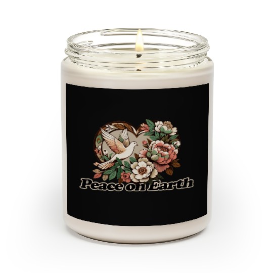 Peaceful Dove Heart Floral Design Scented Candles