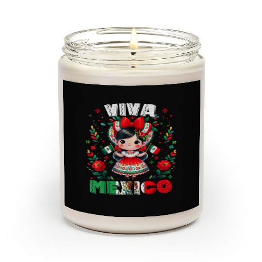 Viva Mexico Mexican Girl Flag Independence Day  Scented Candles