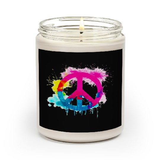 Peace sign neon colors groovy spray paint splatter Scented Candles
