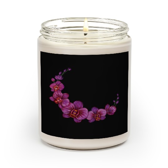 Violet Moon Orchid Flower branch illustration Scented Candles