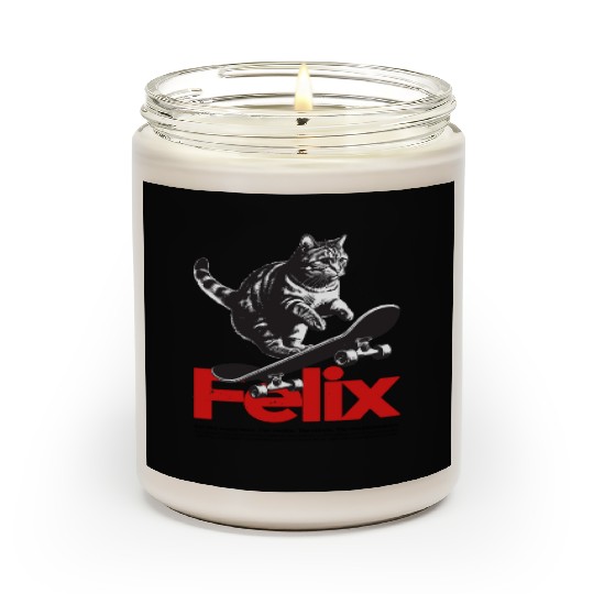 Cool Cat Skateboard with cute Boy Name FELIX Scented Candles