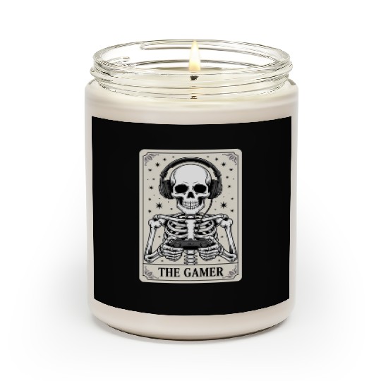 Tarot Card Skeleton Video Game Halloween Gamer Scented Candles