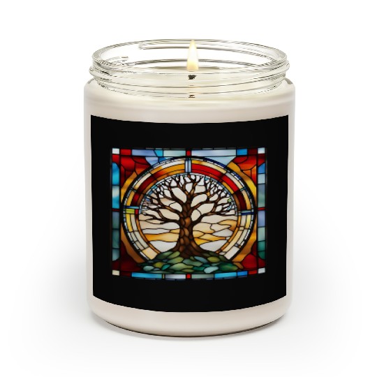 Stained Glass Tree of Life Artwork Scented Candles