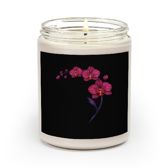 Elegant Violet Pink Orchid Flower Branch Design Scented Candles