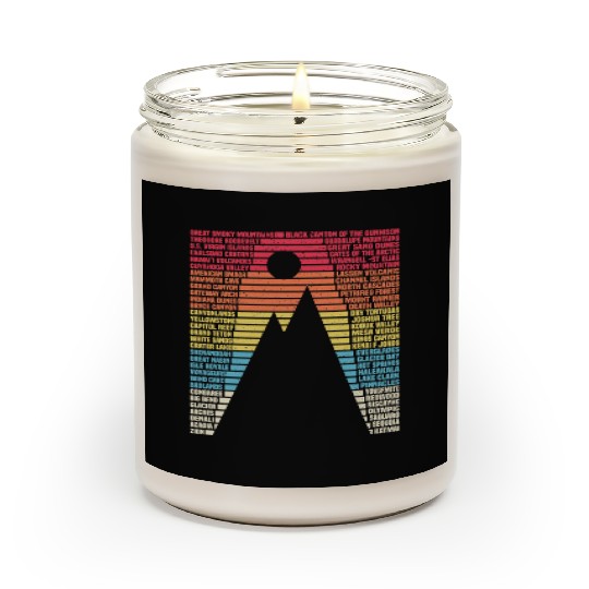 National Parks List Word Vintage Camping Hiking Scented Candles