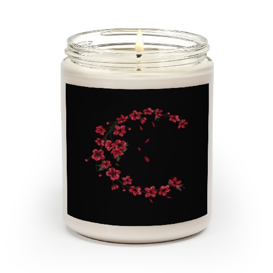 Red Moon Cherry Blossom Sakura Flower Design Scented Candles