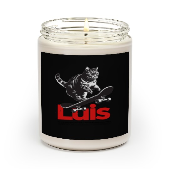 Cool Cat Skateboard with cute Boy Name LUIS Scented Candles