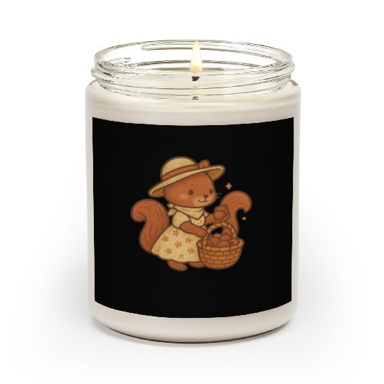 Vintage Squirrel in Summer Dress with Basket Scented Candles