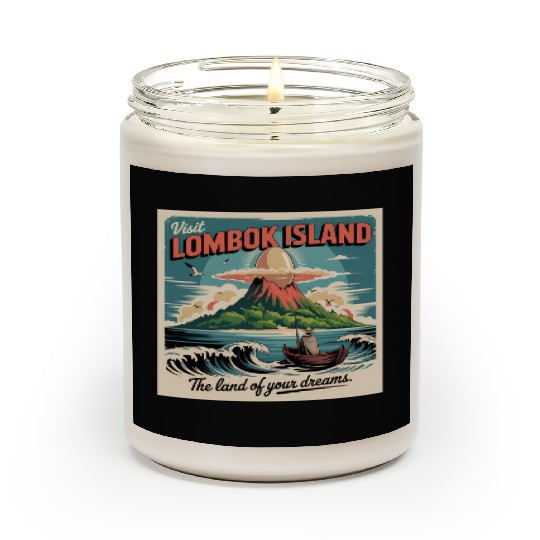 Lombok Island Travel Illustration Scented Candles