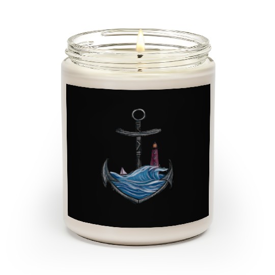 Nautical Anchor with Lighthouse Ocean Seascape Scented Candles