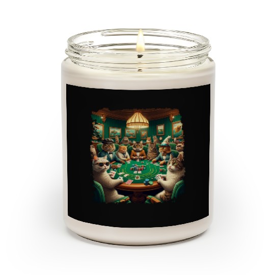 Playing Card Gambling Cat Playing Poker Cards Scented Candles