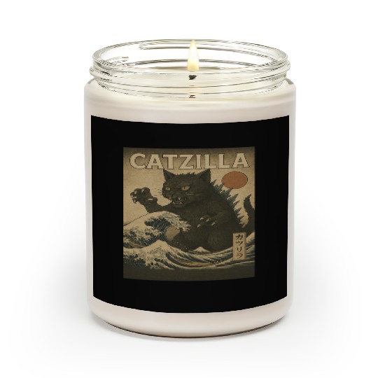 Ukiyo-e Catzilla Retro Japanese Monster Cat Scented Candles
