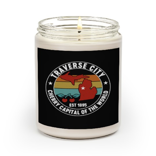 Traverse City Michigan Retro Cherry Capital Scented Candles
