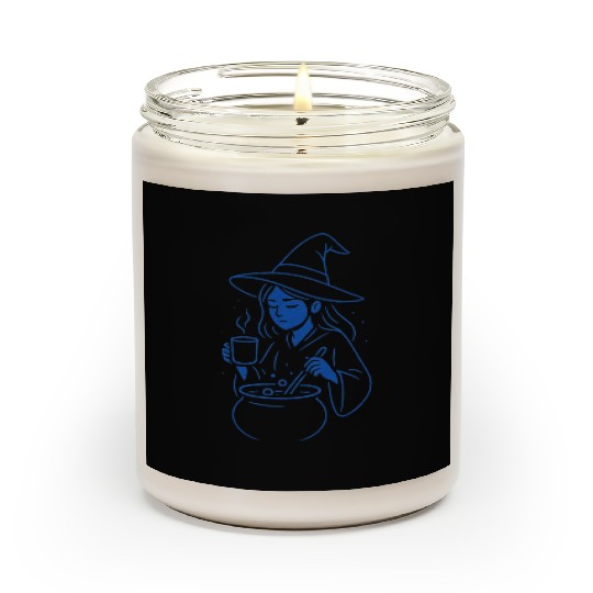 Whimsical Witch Cooking Illustration Scented Candles