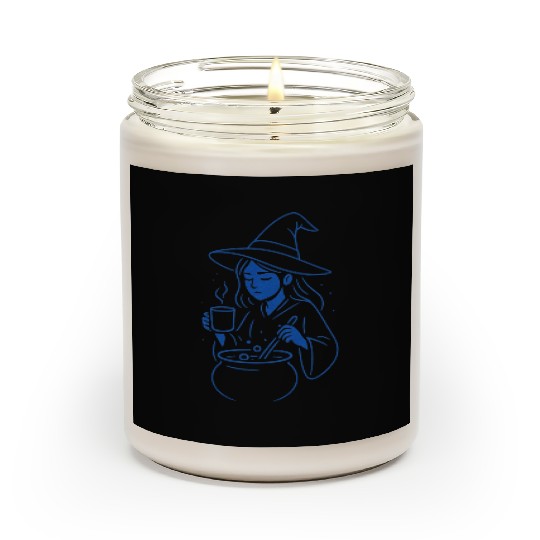 Whimsical Witch Cooking Illustration Scented Candles