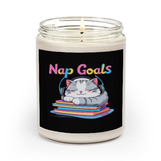 Cute Cat Nap Goals Design Scented Candles