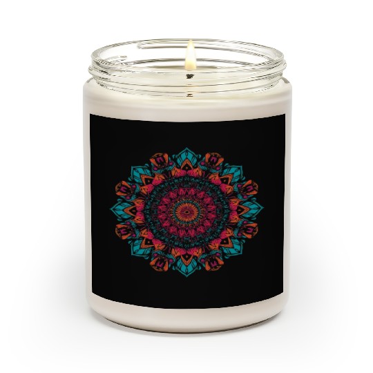 Vivid Floral Mandala Pattern Scented Candles
