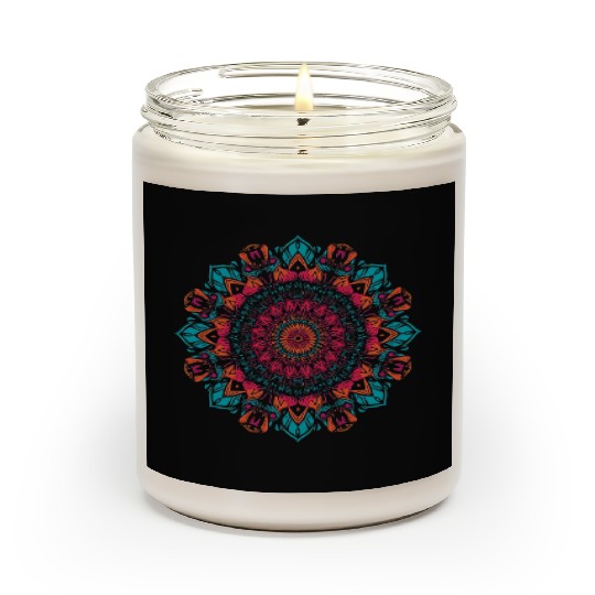 Vivid Floral Mandala Pattern Scented Candles