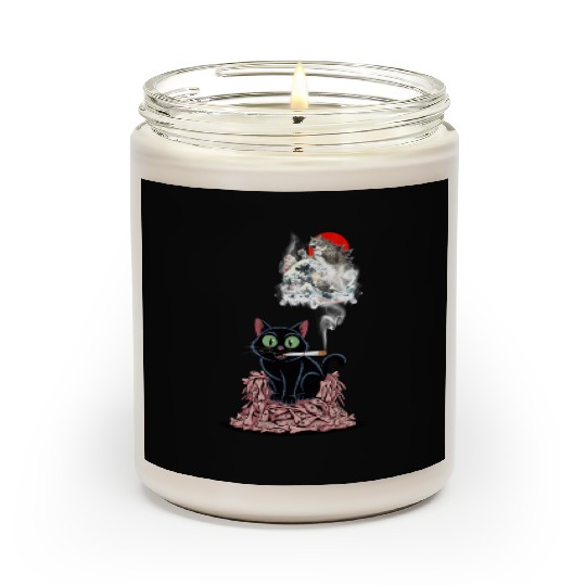 Black Cat Smoking Cigarette Catzilla Scented Candles