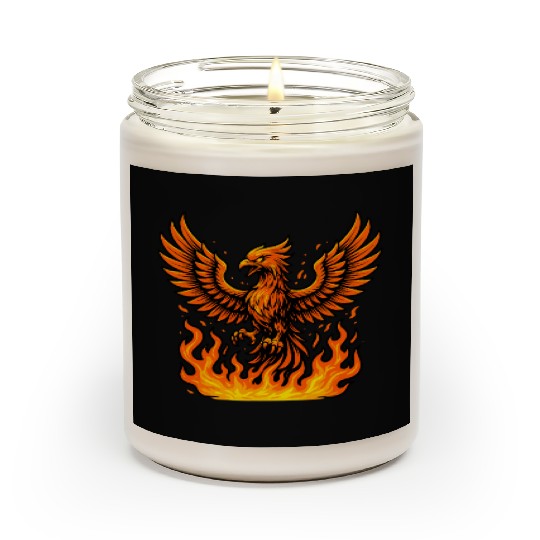 Fiery Phoenix Rising Illustration Scented Candles