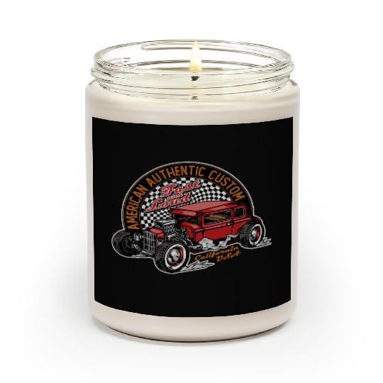 Vintage Hot Rod Car Illustration Scented Candles