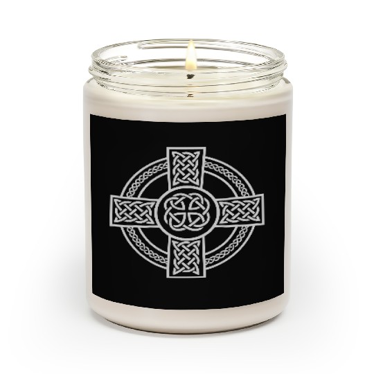 Celtic Cross Ireland Intricate Knotwork Design Scented Candles