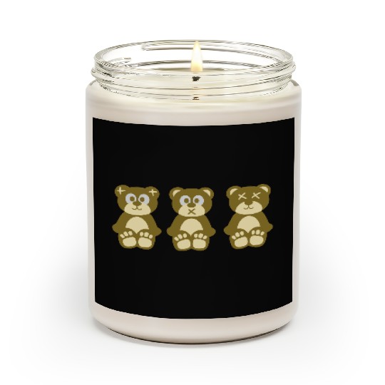 Three wise monkeys teddy bears Scented Candles