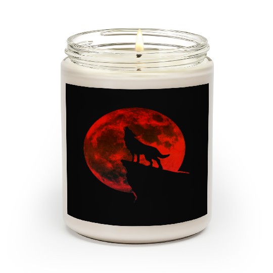 Howling wolf full blood moon space galaxy gift dog Scented Candles