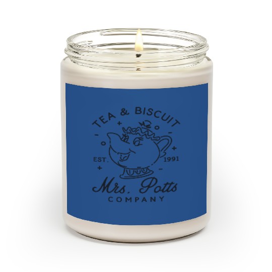 Mrs Potts Tea & Biscuit Company Est 1991 Scented Candles / Retro Beauty And The Beast Disney Scented Candles