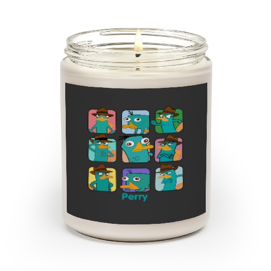 Disney Phineas and Ferb Perry the Platypus Emotions Retro 90s Graphic Scented Candles