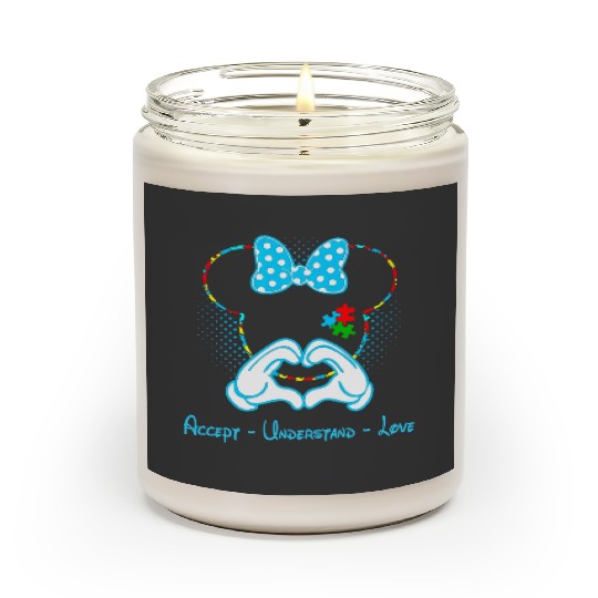 Accept Understand Love Autism Minnie Mouse Scented Candles, Disney Autism Mom Scented Candles