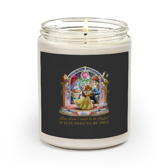 Disney Beauty and The Beast Stained Glass Rose Scented Candles, Belle Princess Scented Candles