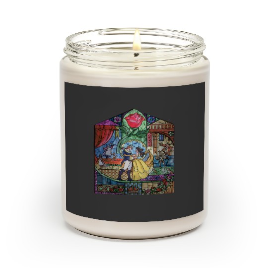Disney Beauty & The Beast Stained Glass Rose Belle Scented Candles