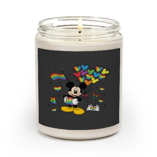 Cute Mickey Balloons Rainbow Scented Candles, Disney LGBT Rainbow Pride Month 2024