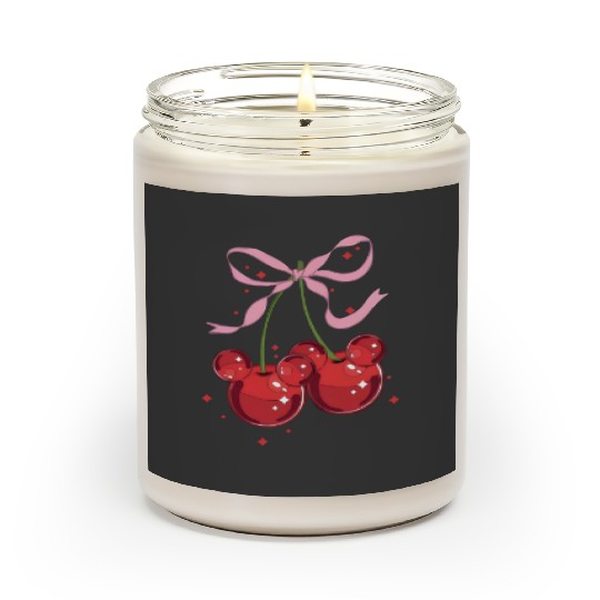 Cherry Mouse Scented Candles, Mickey Mouse Ears Cherry Bow Scented Candles, Disney Coquette Scented Candles, Disney Pink Bow Scented Candles, Disney Girls Trip Scented Candles