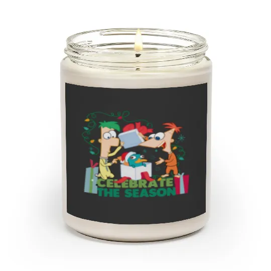Disney Santa Phineas and Ferb Perry the Platypus Celebrate the Season Christmas Lights Scented Candles