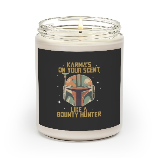 Vintage Mandalorian Inspired Scented Candles, Karma Is On Your Scent Bounty Hunter Scented Candles, Star Wars Scented Candles, Disneyland Scented Candles,  Scented Candles